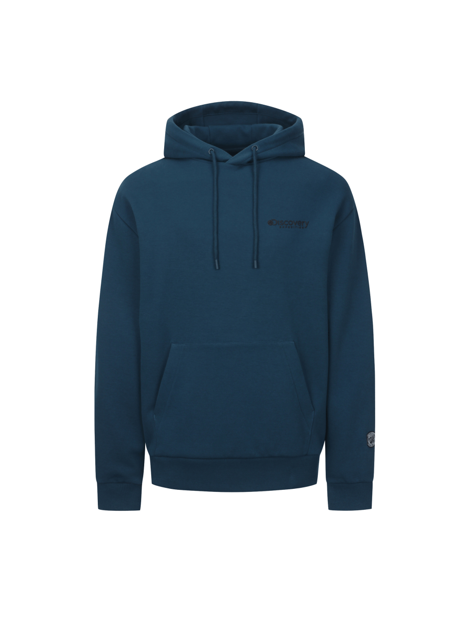 Discovery 經典款 小圖騰 長袖  帽T 深藍色 男