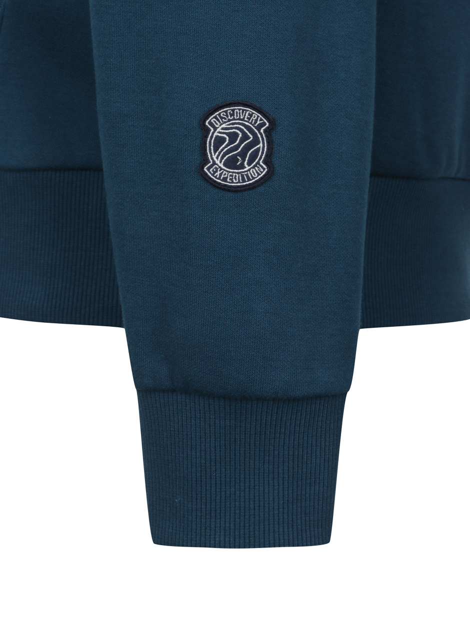 Discovery 經典款 小圖騰 長袖  帽T 深藍色 男