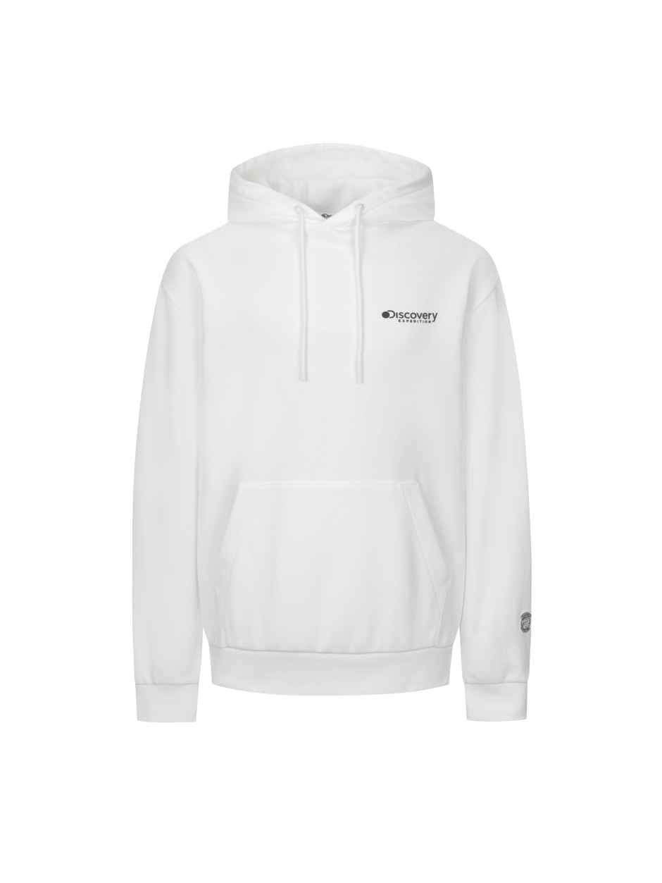 Discovery 經典款 小圖騰 長袖  帽T 白色 男