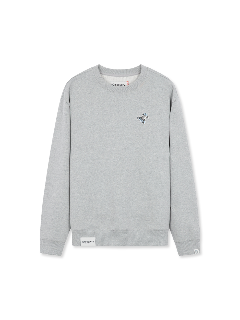 Decker Man 滑板彩色圖騰 長袖  大學T 灰色 男