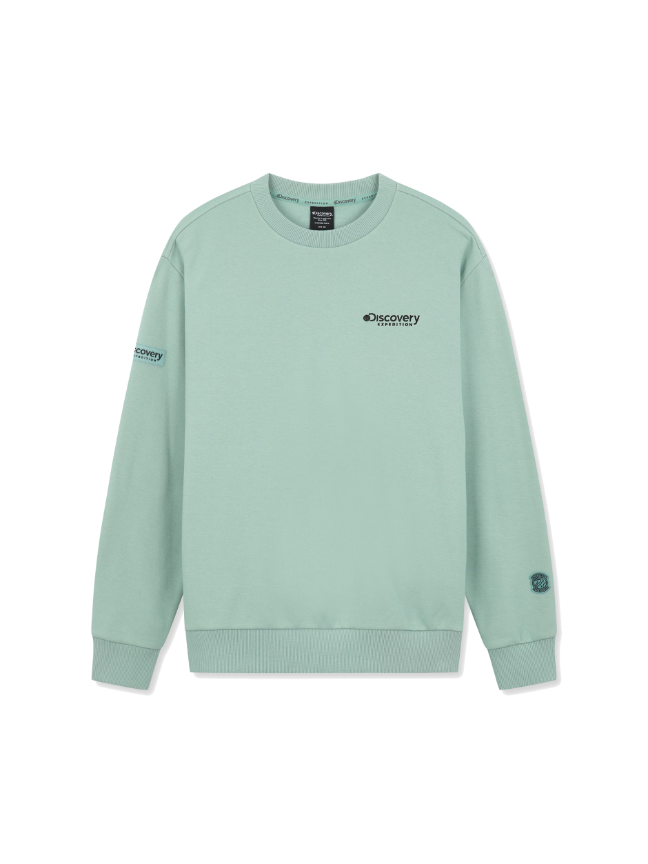 Discovery 素面經典 小標LOGO 長袖  大學T 綠色 男