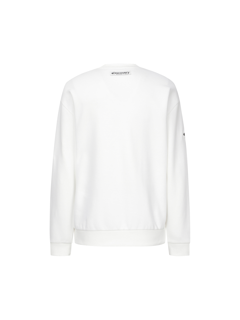 Discovery 素面經典 小標LOGO 長袖  大學T 白色 男