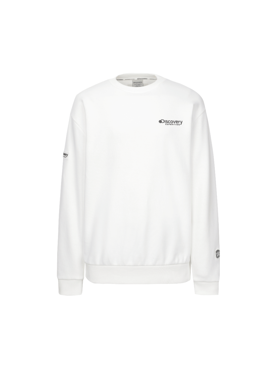 Discovery 素面經典 小標LOGO 長袖  大學T 白色 男