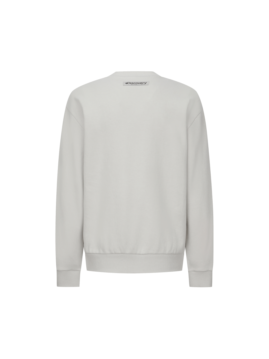 Discovery 熱門款 小標LOGO 長袖  大學T 象牙色 男