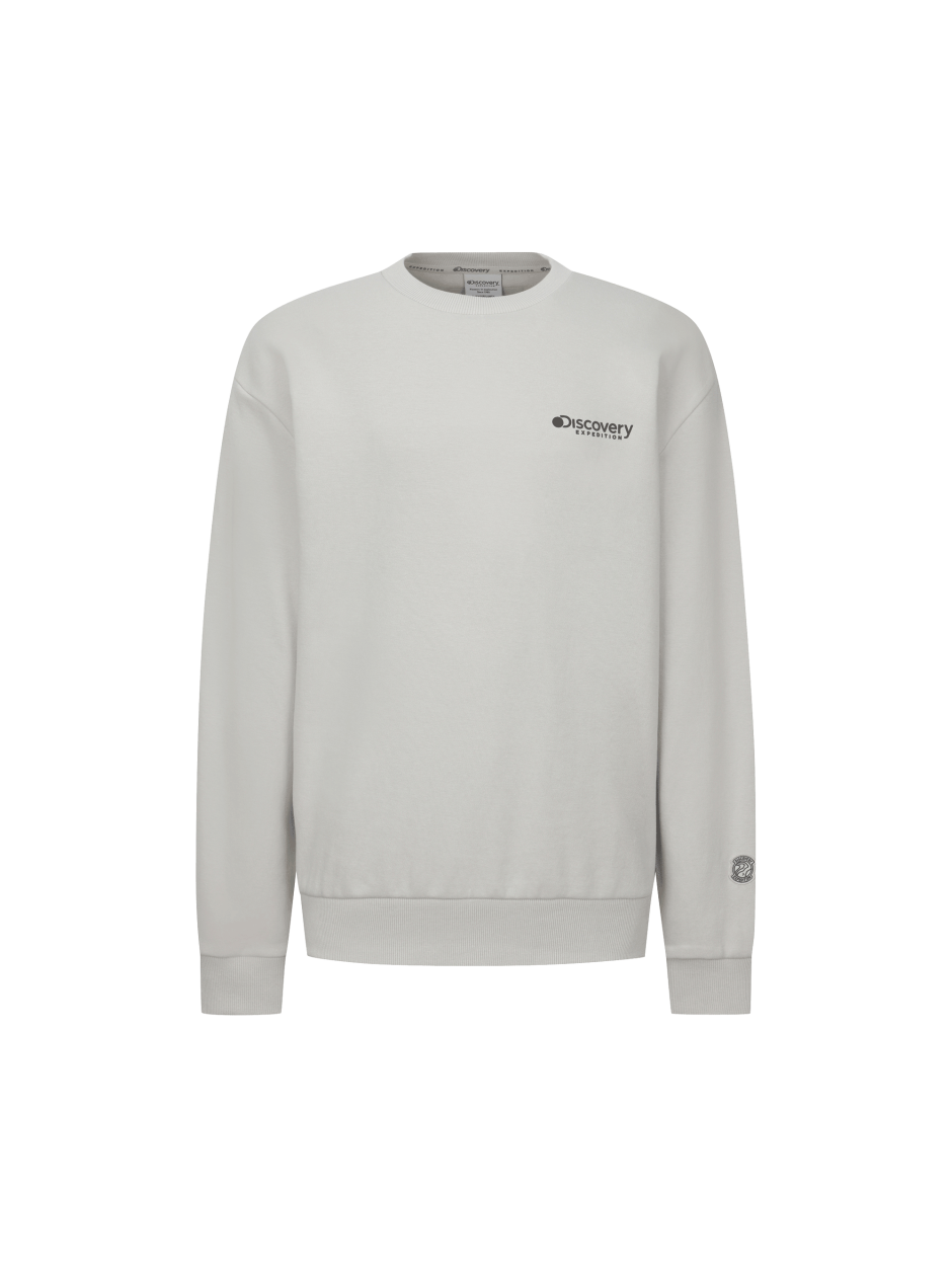 Discovery 熱門款 小標LOGO 長袖  大學T 象牙色 男