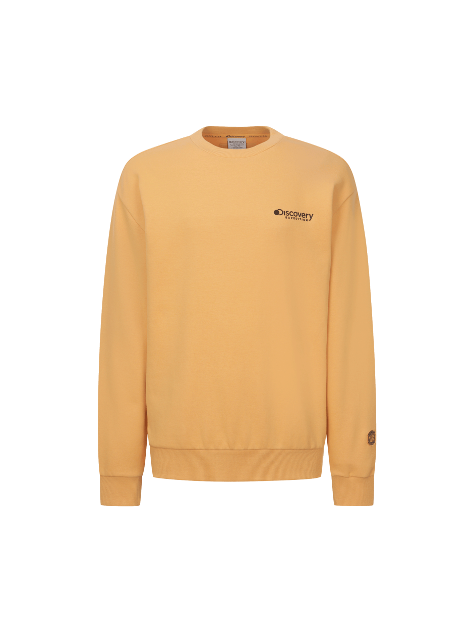 Discovery 熱門款 小標LOGO 長袖  大學T 橘黃色 男