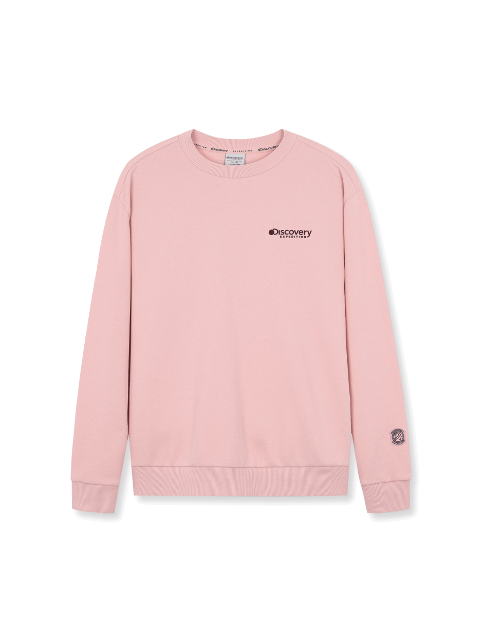 Discovery 熱門款 小標LOGO 長袖  大學T 粉色 男