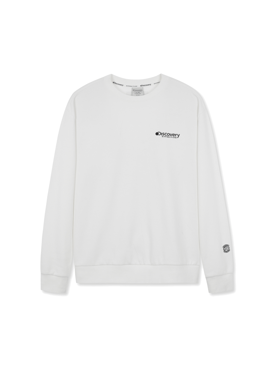 Discovery 熱門款 小標LOGO 長袖  大學T 白色 男