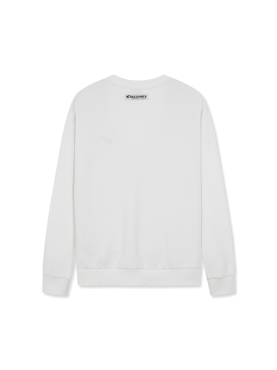 Discovery 熱門款 小標LOGO 長袖  大學T 白色 男