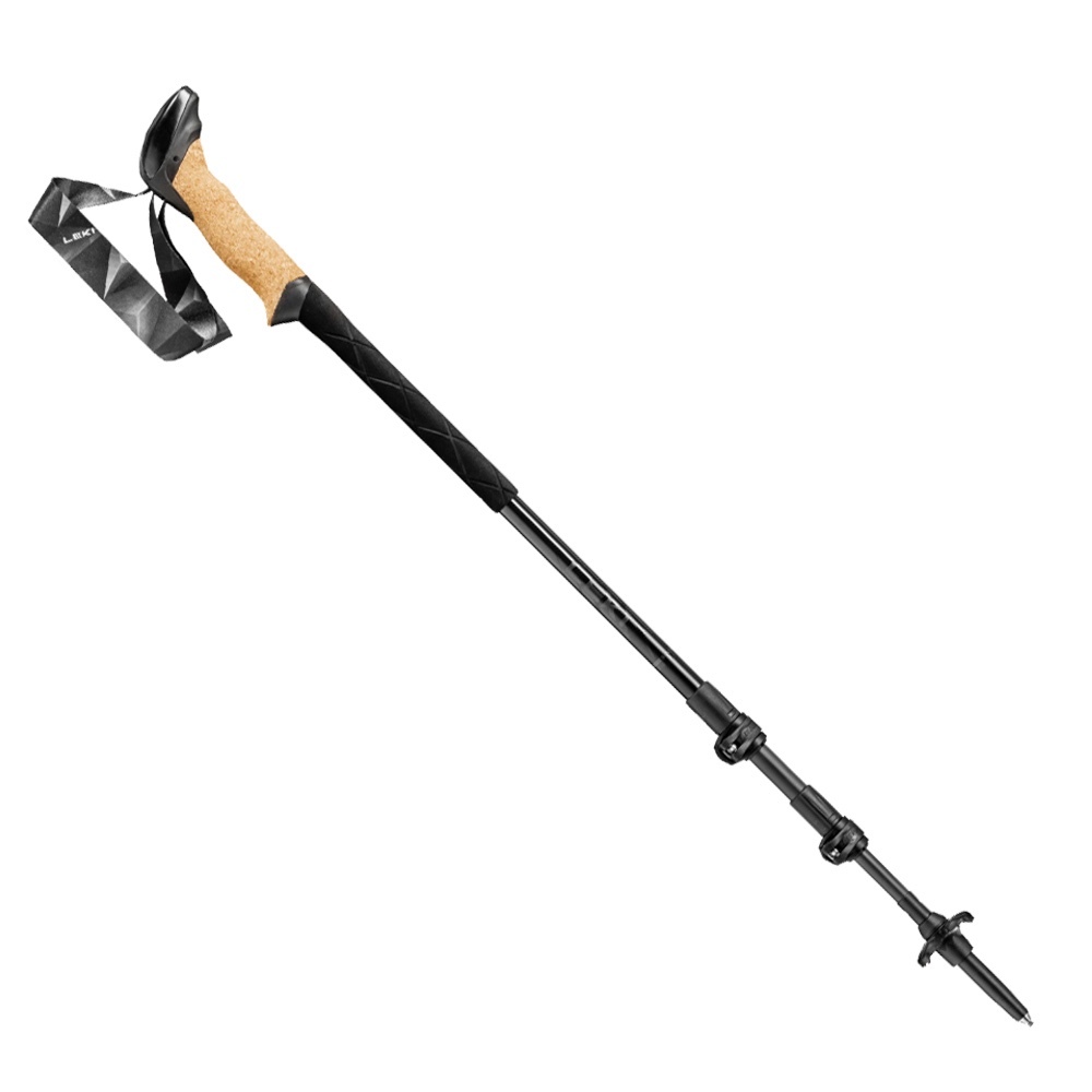 LEKI Black Series Carbon 天然軟木＋泡棉長握把 碳纖維雙快扣登山杖 100-135cm / 單支