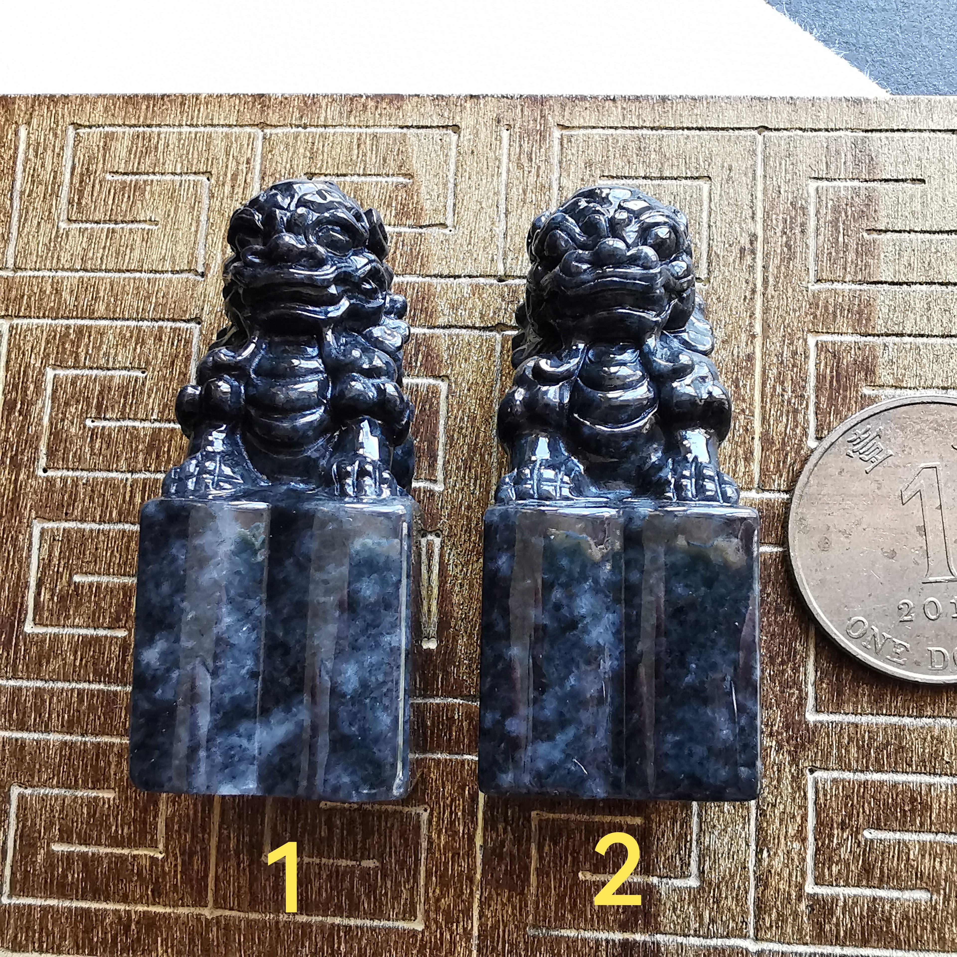 烏雞獅子印章, 天然翡翠A玉, 緬甸玉, Jade, Jadeite