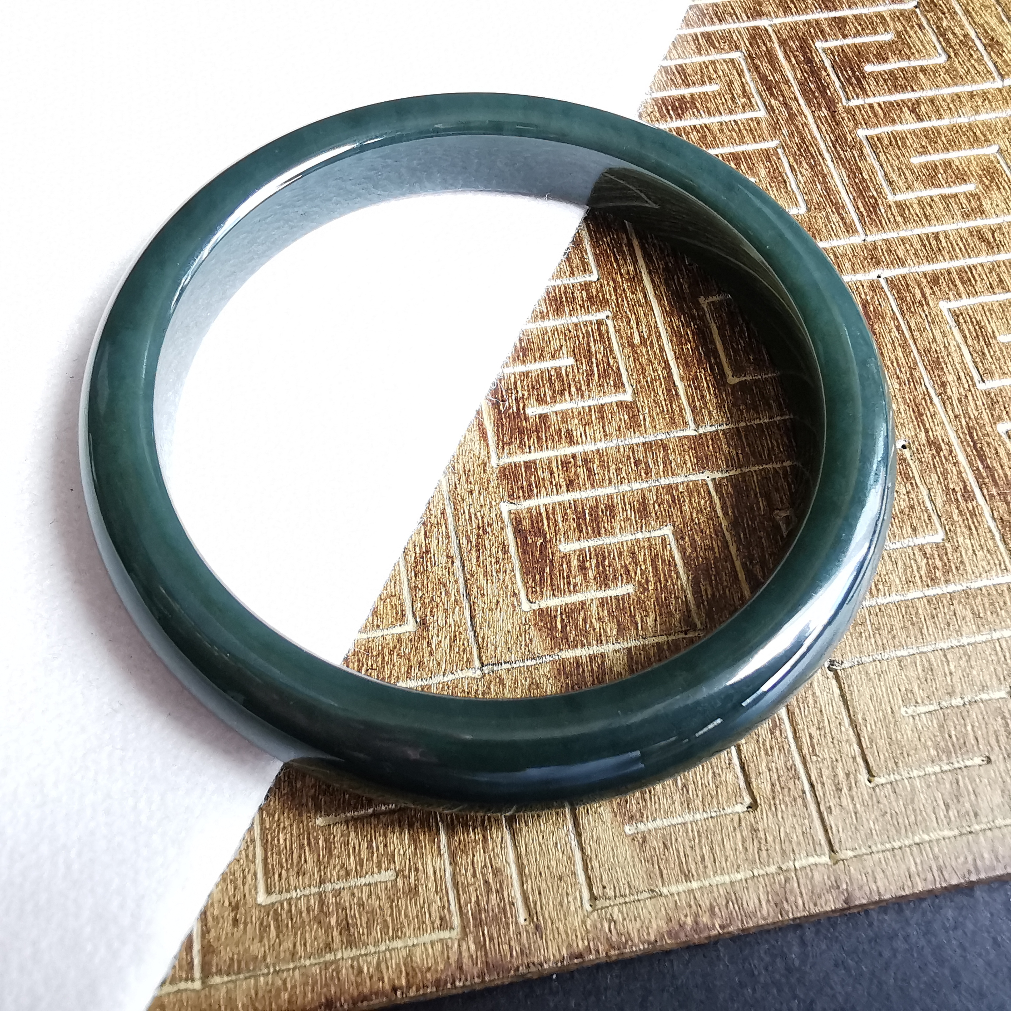 和田玉青玉手鐲 55mm, 天然和田玉軟玉