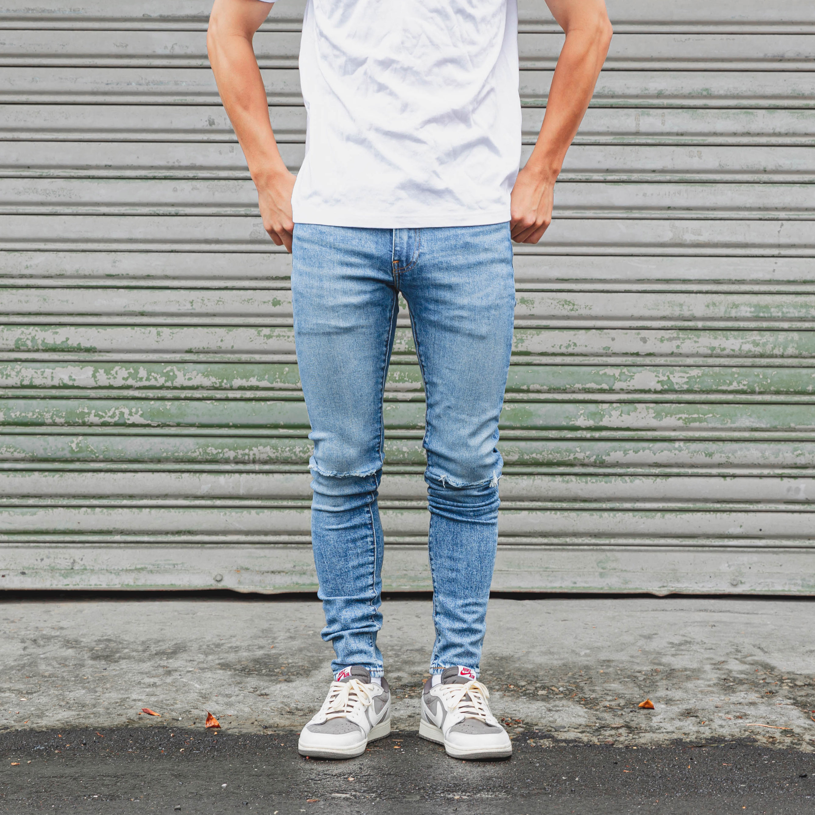 Levis SKINNY TAPER「0101淺藍」膝蓋 刀割 窄版 牛仔長褲 牛仔褲【LVS0101】