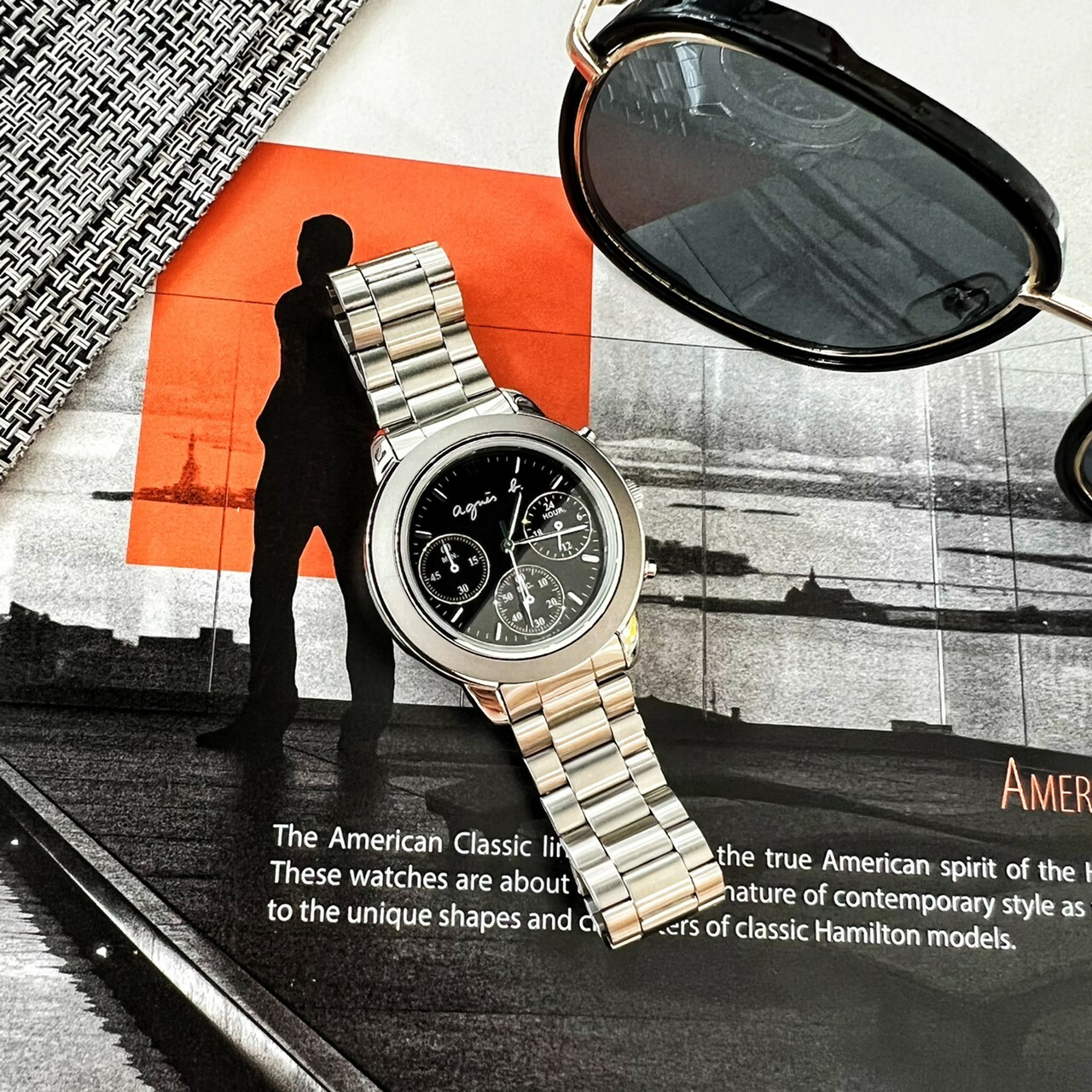 【agnes b.】 法國藝術簡約時尚三眼男用腕錶 V654-6100D 37mm  現代鐘錶