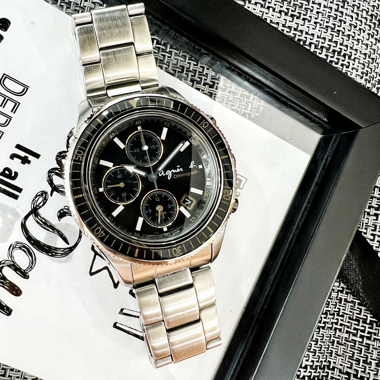 【agnes b.】 簡約時尚三眼計時腕錶 7T62-0JX0D 40mm  現代鐘錶