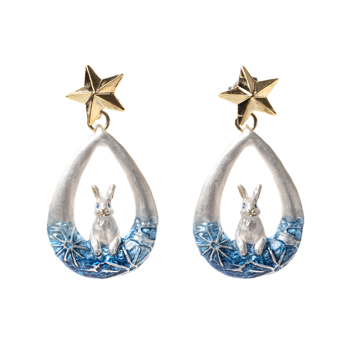 [已停產] 月球上仰望宇宙的兔子耳環