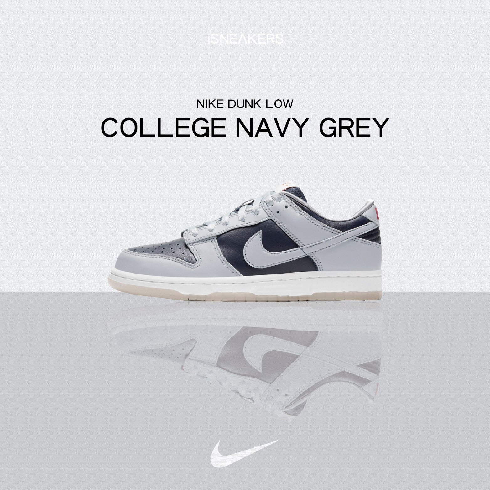 iSNEAKERS｜Nike Dunk Low "College Navy Grey" 銀灰海軍藍 DD1768-400
