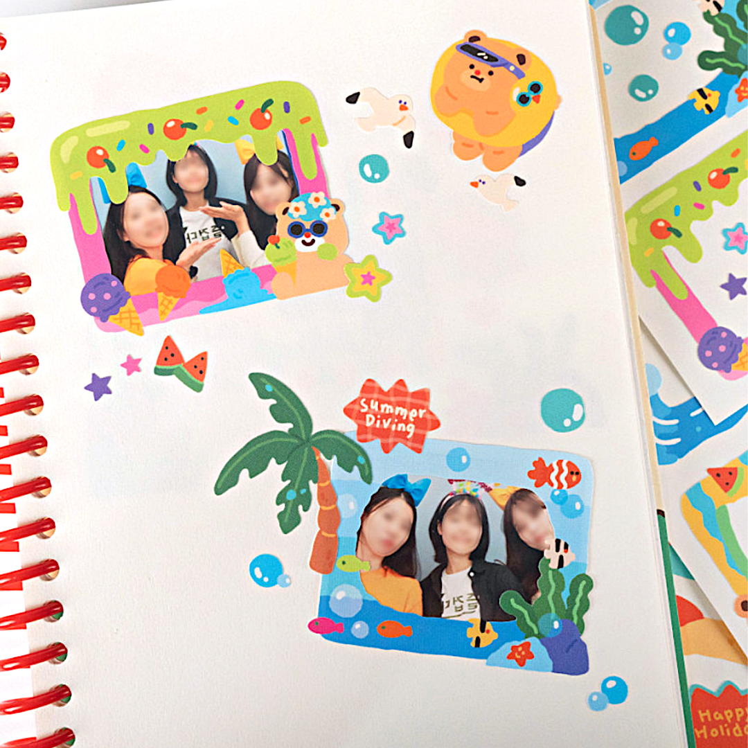 Khakiz Sticker－Summer Frame Set (Korean Stationery Brand)