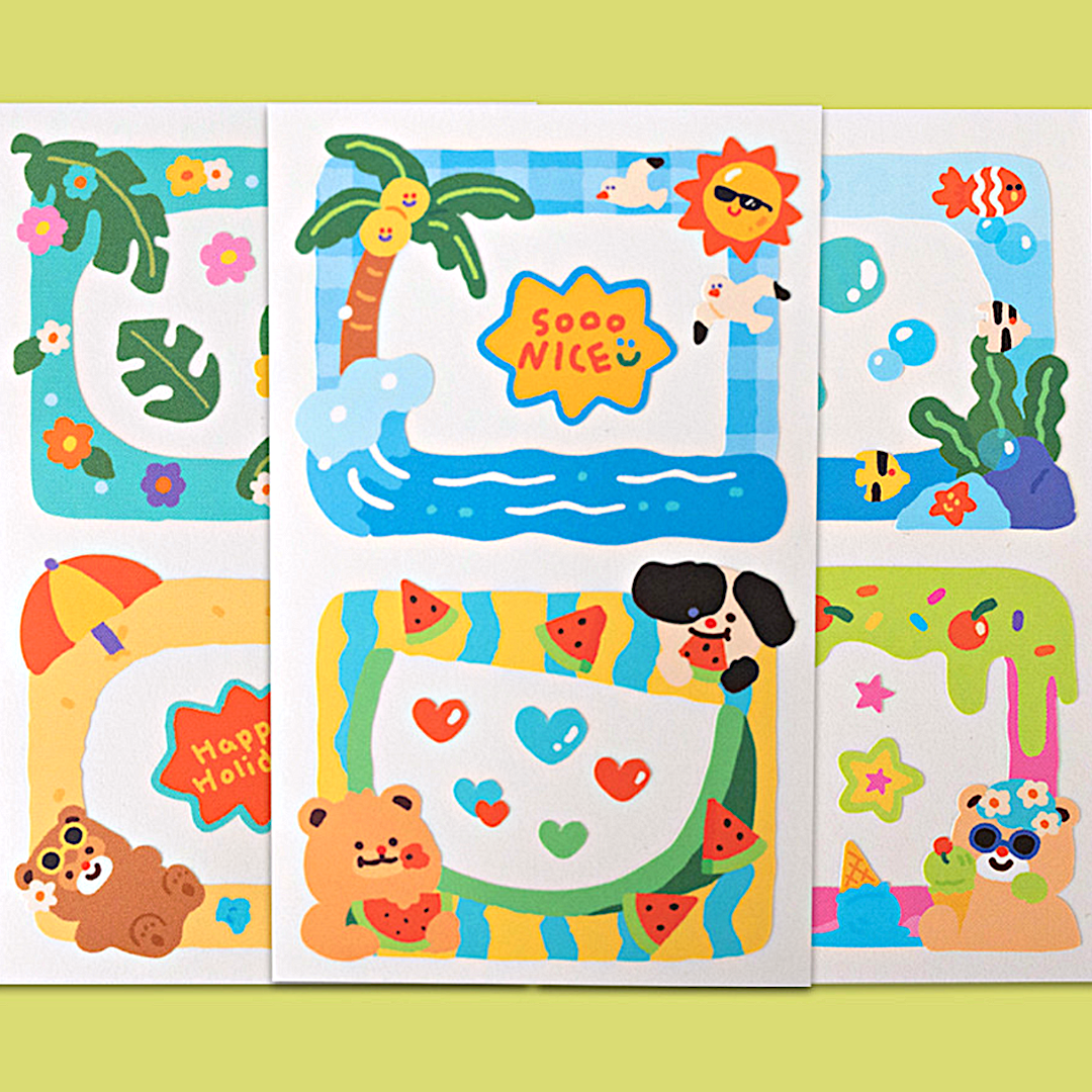 Khakiz Sticker－Summer Frame Set (Korean Stationery Brand)
