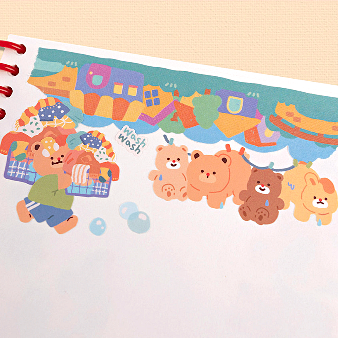 Khakiz 30mm die-cut Masking Tape－ Town (Korean Stationery Brand)