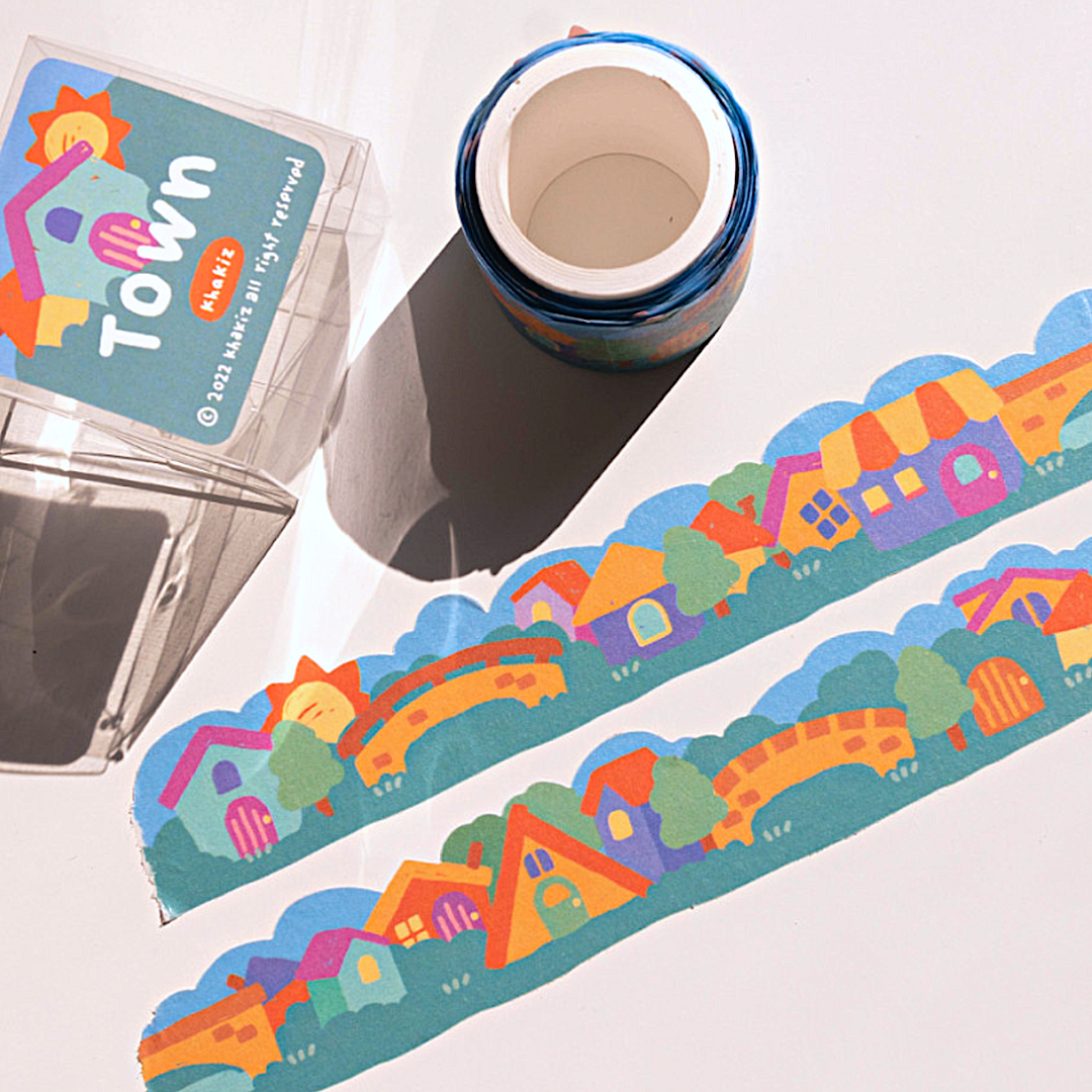 Khakiz 30mm die-cut Masking Tape－ Town (Korean Stationery Brand)