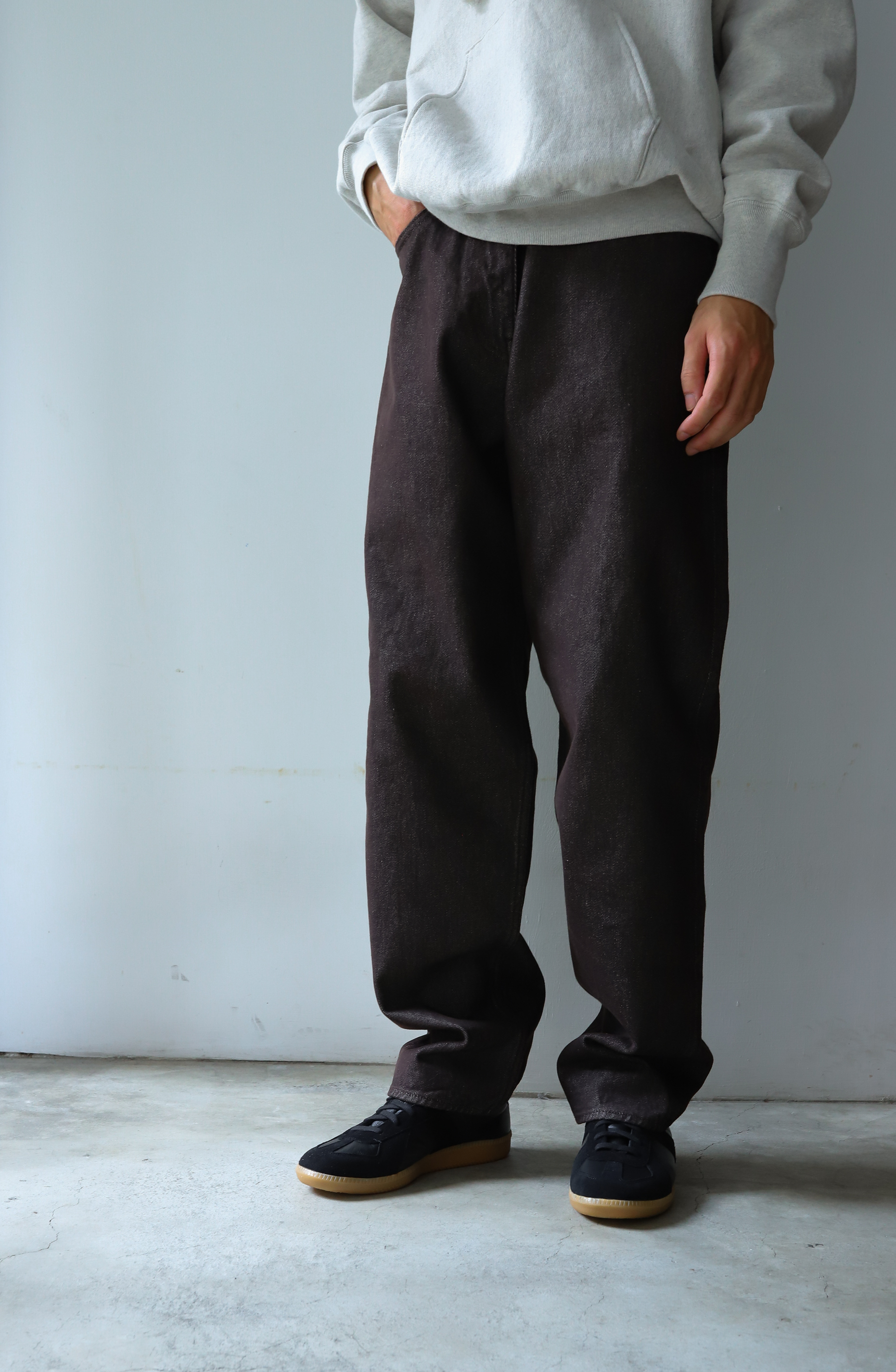 AURALEE - HARD TWIST DENIM WIDE PANTS BROWN