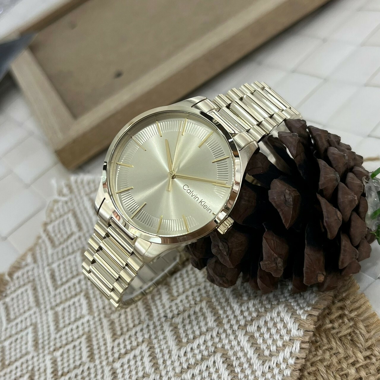 【CALVIN KLEIN】簡約金色不鏽鋼腕錶 CK25200043 35mm 現代鐘錶