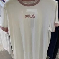 [S] FILA WOMEN'S LINEAR LOGO SHORT SLEEVE TEE,OFF WHITE, FS2RSE2156F-OWH (SFL120)