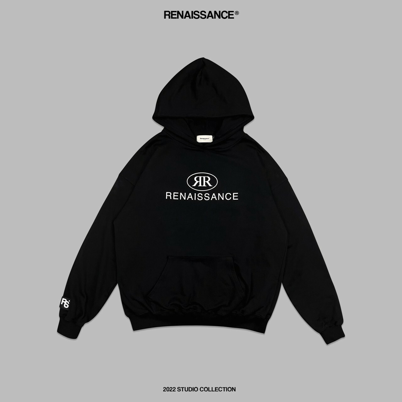 RENAISSANCE 雙R LOGO 立體膠印黑白帽T “ DOUBLE R APPLIQUE LOGO HOODIE ”