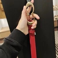 [S] COACH C1725 KSG C BUCKLE LEATHER BELT,GOLD/RED, 195031197055 (SCO129)