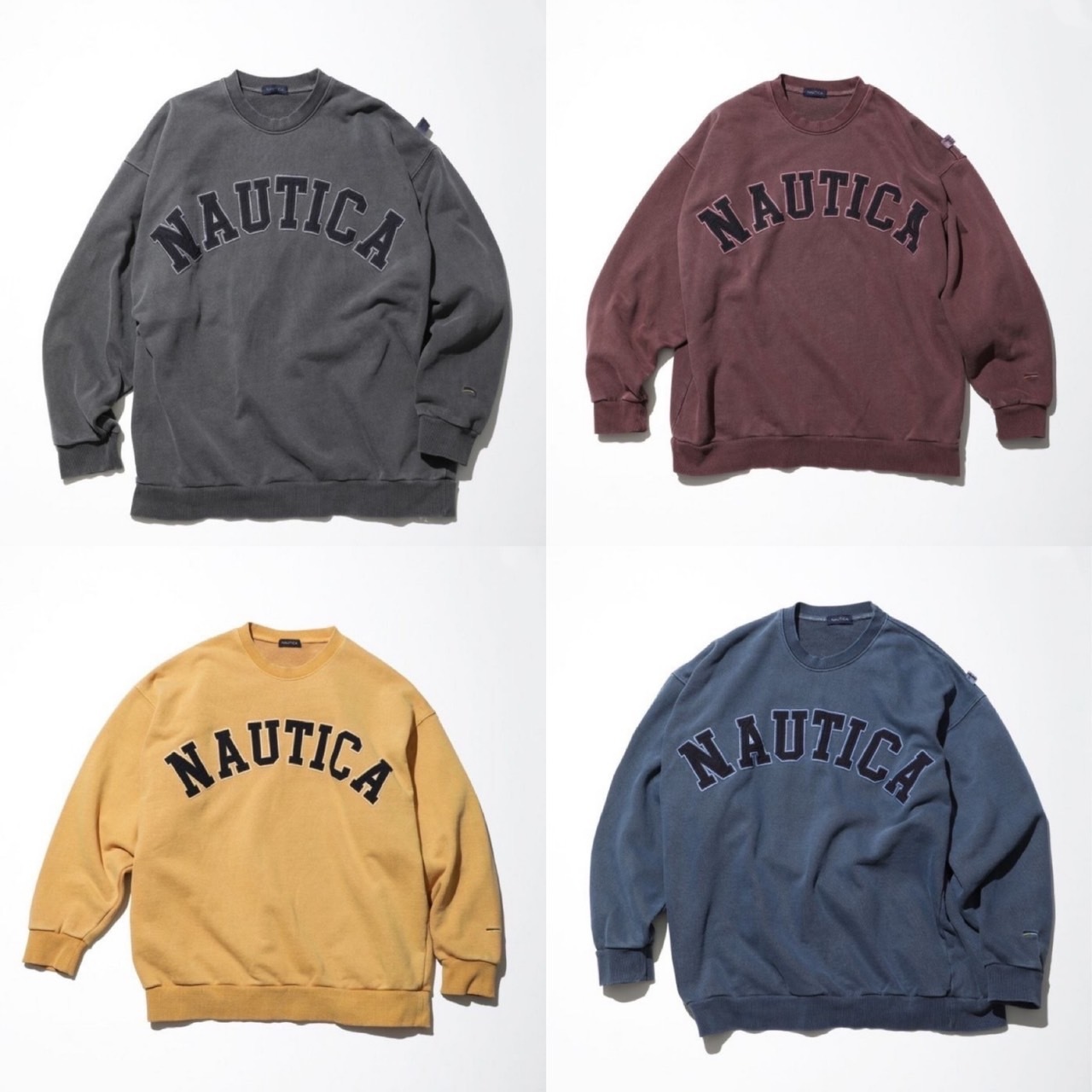 NAUTICA 電繡 水洗 做舊 LOGO 圓領 大學TEE