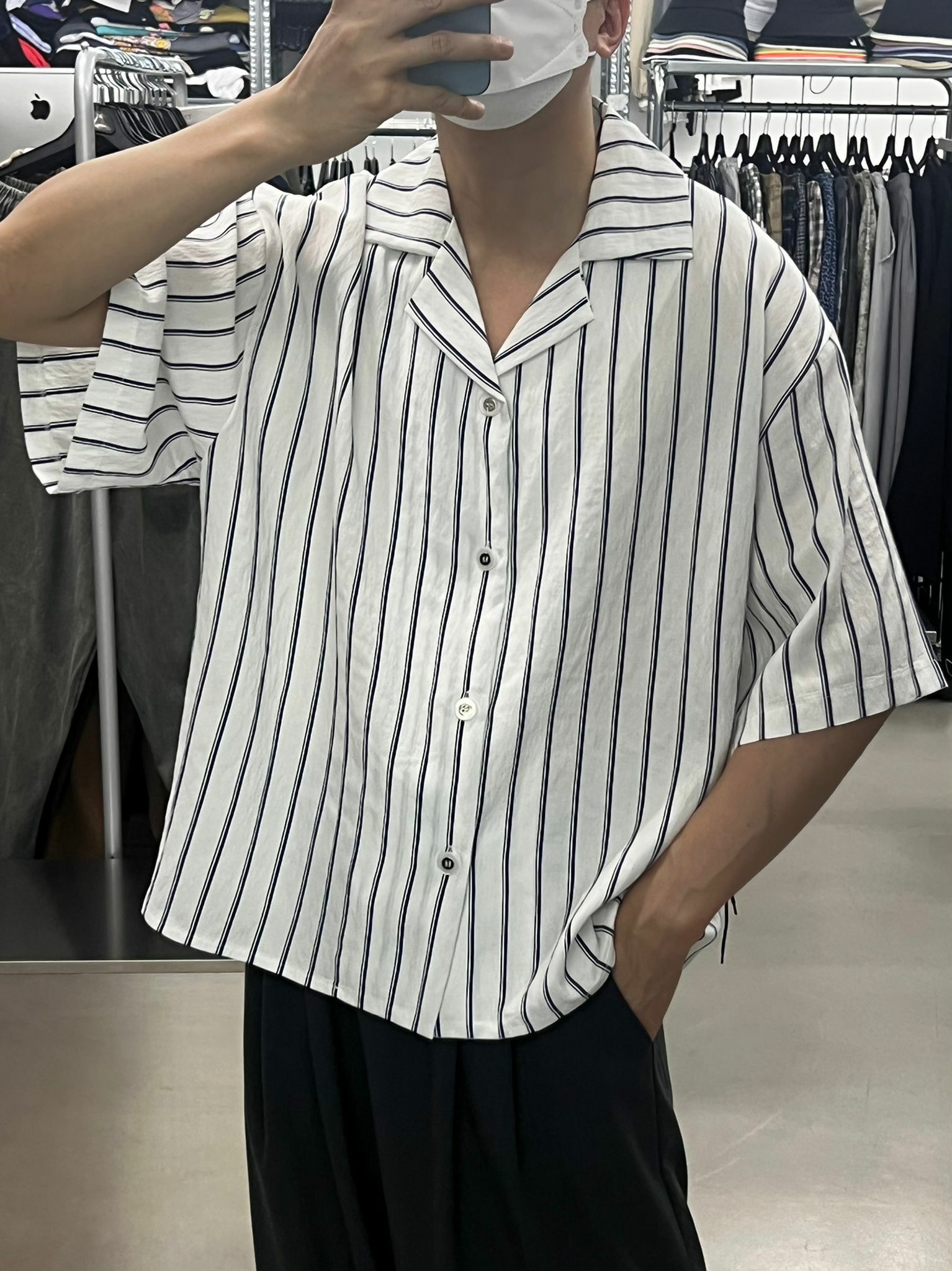 條子短袖恤衫 S1712