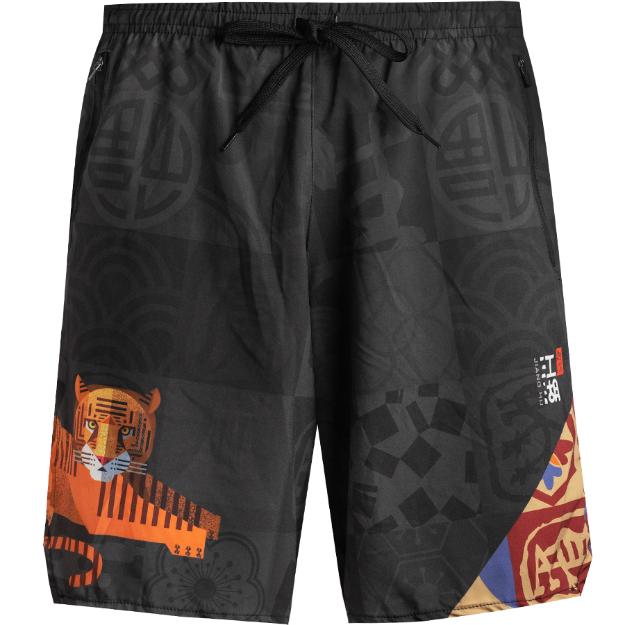 江湖跑堂《福虎生風》二合一運動短褲︱鉑黑