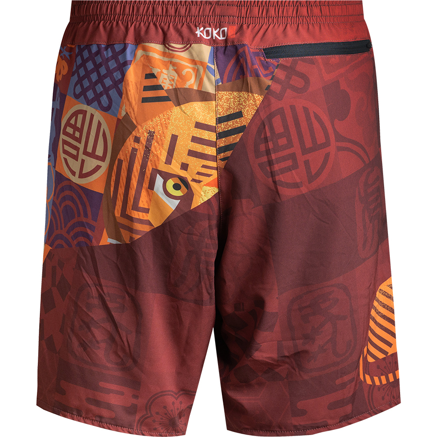 江湖跑堂《福虎生風》二合一運動短褲︱緋紅