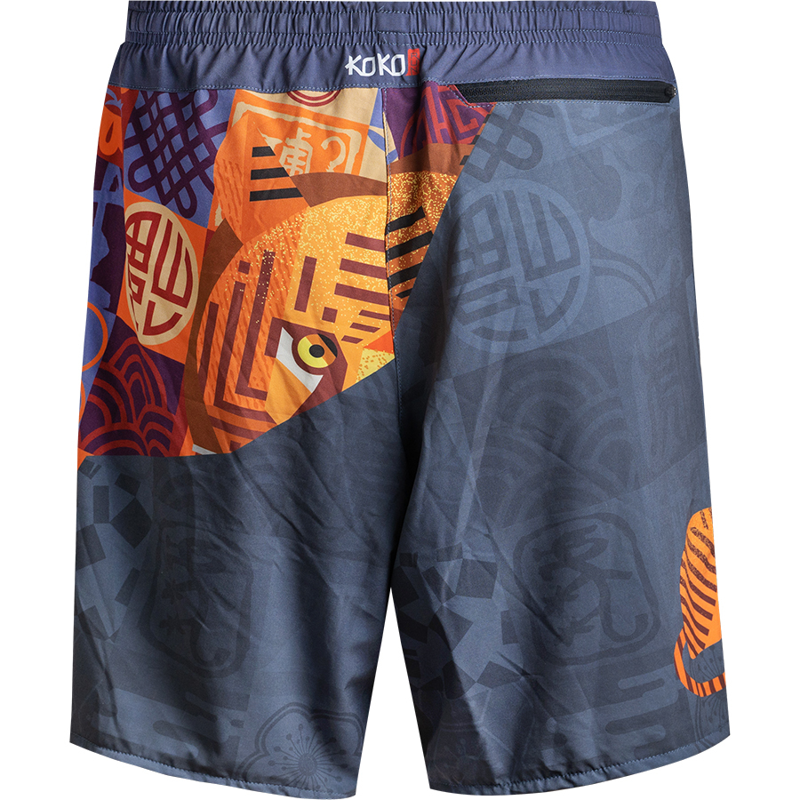 江湖跑堂《福虎生風》二合一運動短褲︱紺青