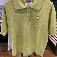 [S] WHO.A.U STEVE POLO CARDIGAN SHORT SLEEVE,OLIVE GREEN, WHKAC3892F-OLIVE GREEN (SWAU28)