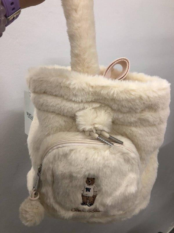 [S] WHO.A.U STEVE FUR BUCKET BAG,IVORY, WHBGBBV25A000-IVORY (SWAU37)