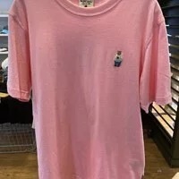 [S] WHO.A.U STEVE LEFT SIDE EMBROIDERED T-SHIRT,PINK, WHRAC3701U-PINK (SWAU44)