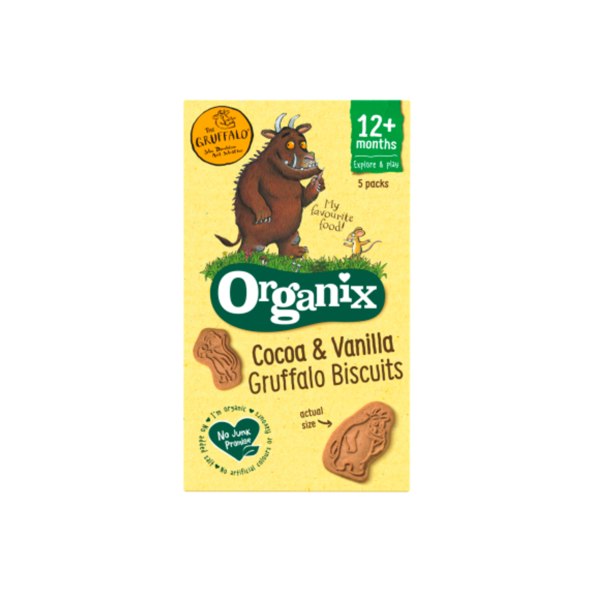 Organix 有機可可雲尼拿牛牛餅乾 適合12個月或以上 (5 x 20g) (92335)