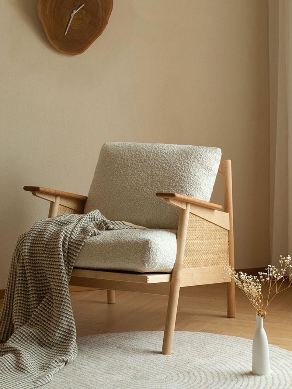 《1041》實木沙發單人休閒藤椅