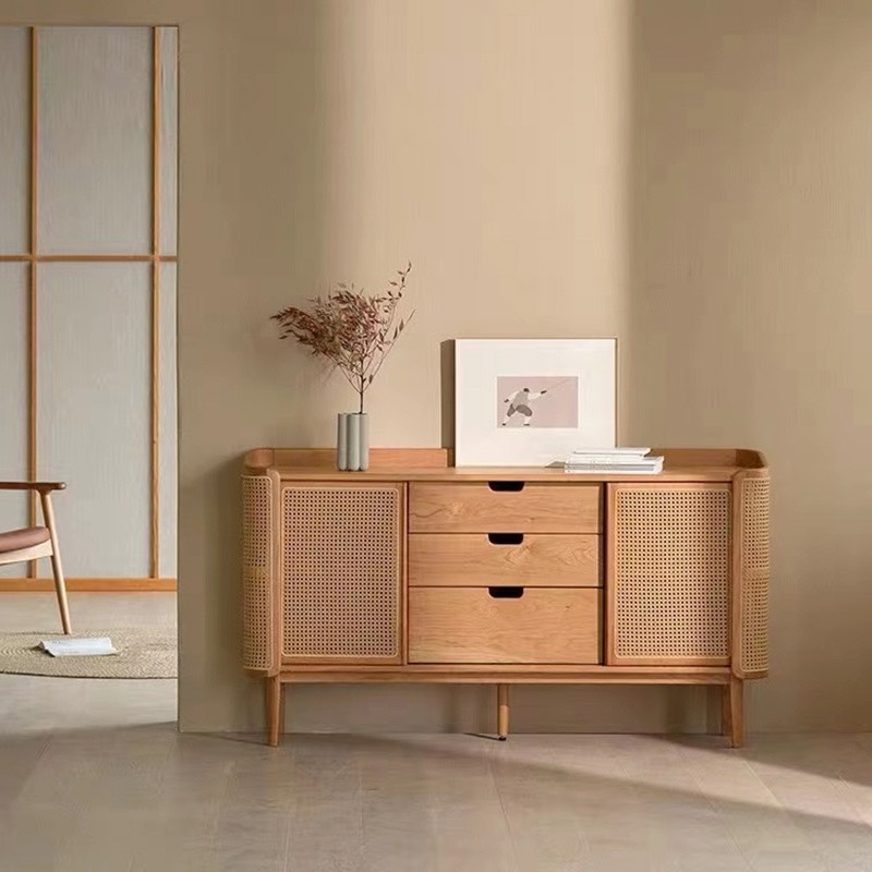 《1043》櫻桃木藤編餐邊櫃