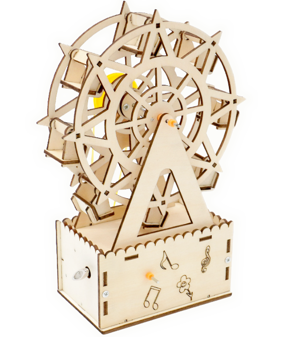 STEM木質旋轉音樂摩天輪DIY材料包 R-17B