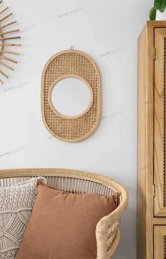 《1053》藤編梳裝掛鏡