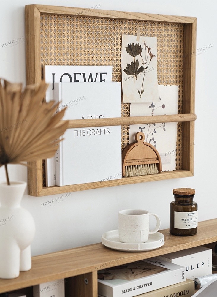 《1054》藤編雜誌牆面收納架