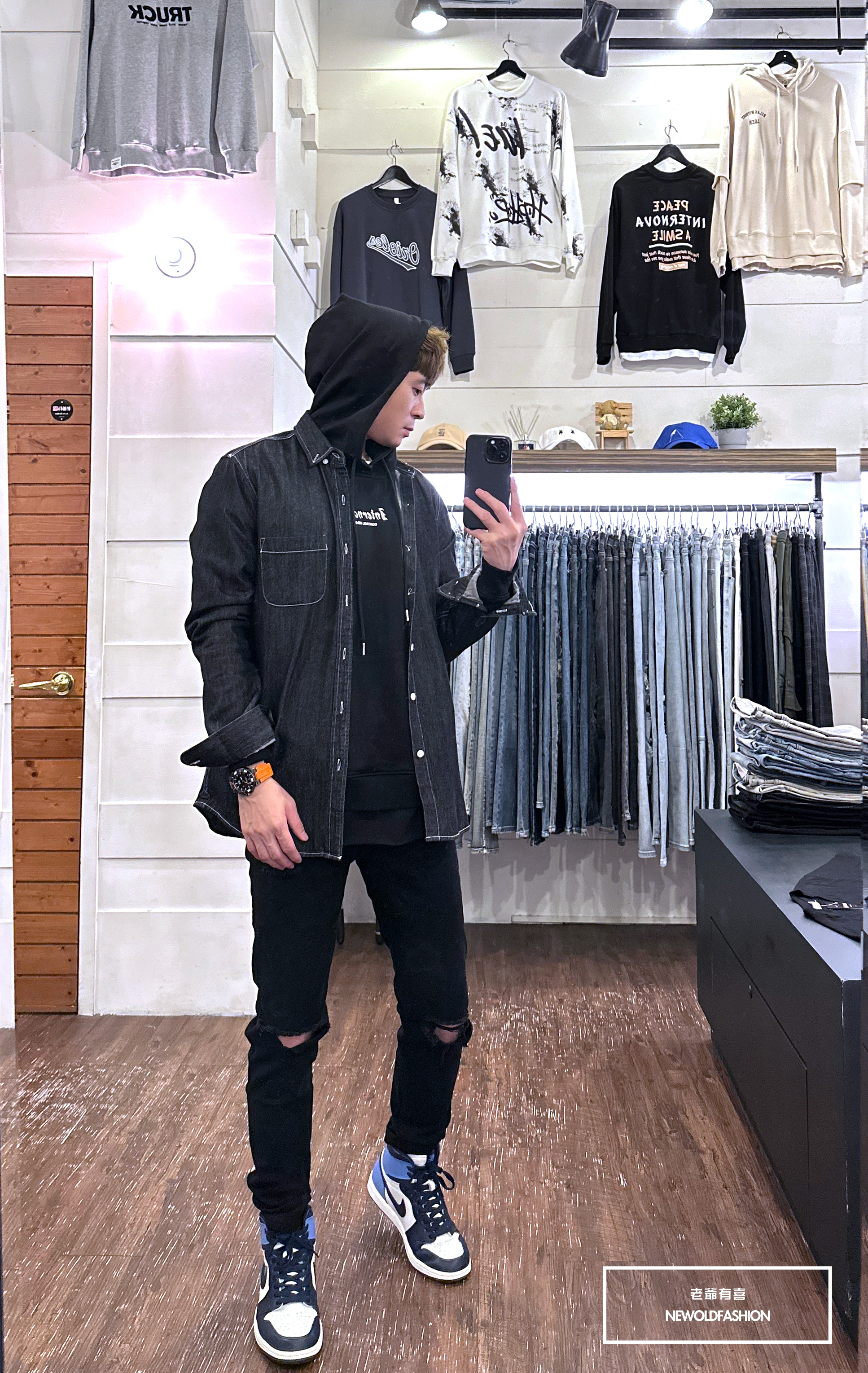 『新品上市』重磅丹寧口袋牛仔襯衫-黑(NOF2209B8821)