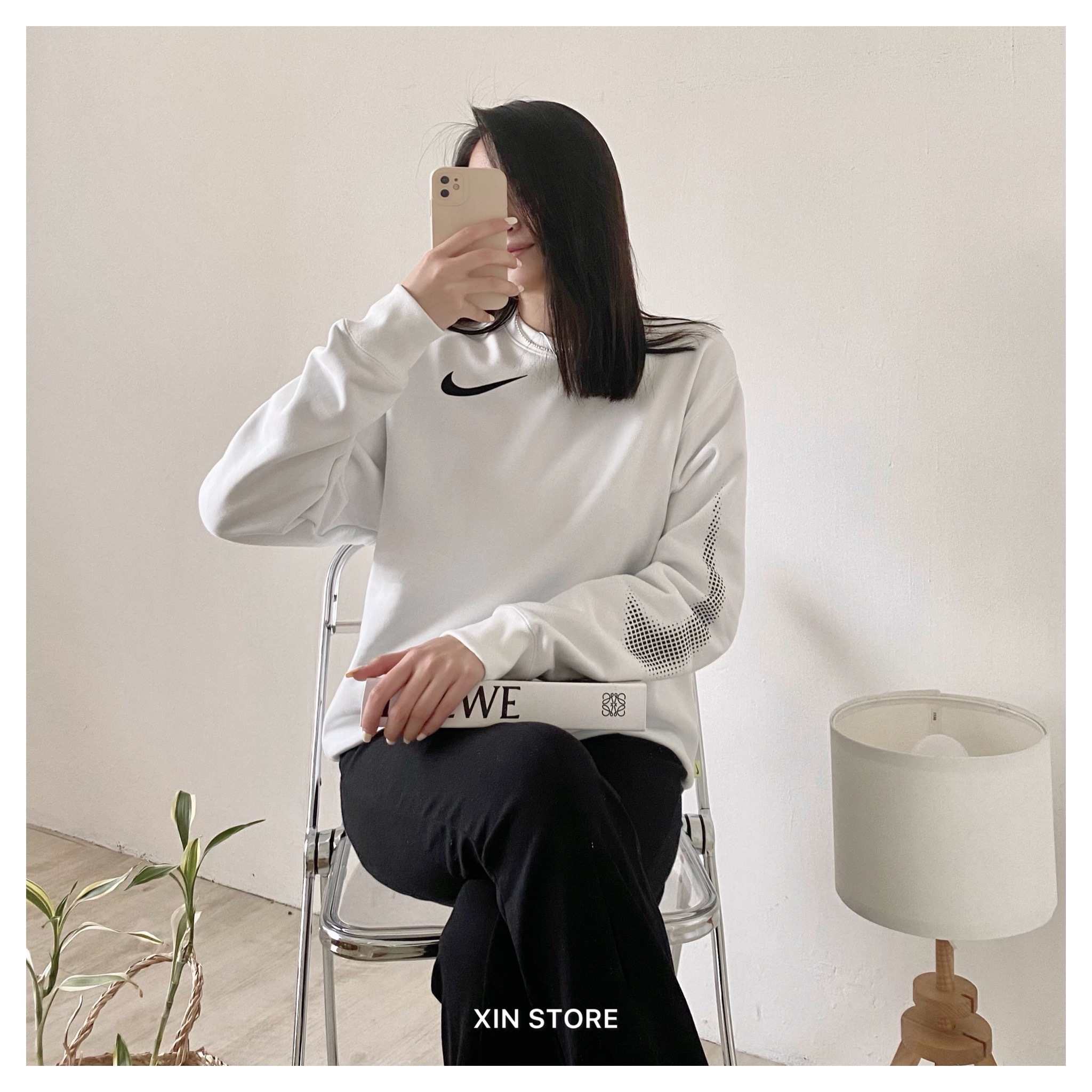 【現貨】Nike NSW Swoosh Crew 大學Tee 標語 大勾 內刷毛 大字 深灰 灰白