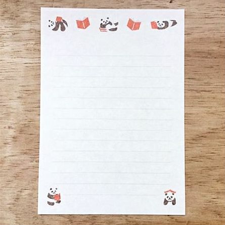 Furukawashiko Letter and Envelope Set－Stamp Series | Panda and Book (Japanese Stationery Brand)