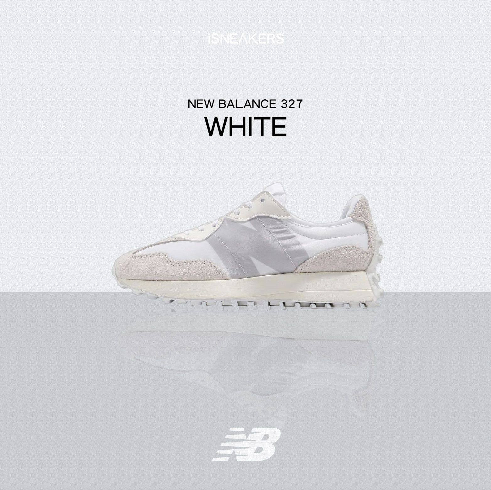 iSNEAKERS｜New Balance NB 327 "White" 米白白灰 白絲綢 WS327SFD