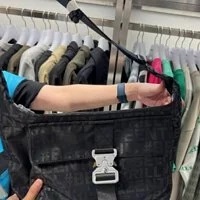 [S] BEENTRILL MONOGRAM METAL BUCKLE CROSS BAG,BLACK, BA210BG008-BK (SBT38)