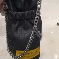 [S] BEENTRILL ALL OVER LOGO CHAIN BUCKLE NYLON BOTTLE BAG,BLACK, BA221BG010-BK (SBT40)